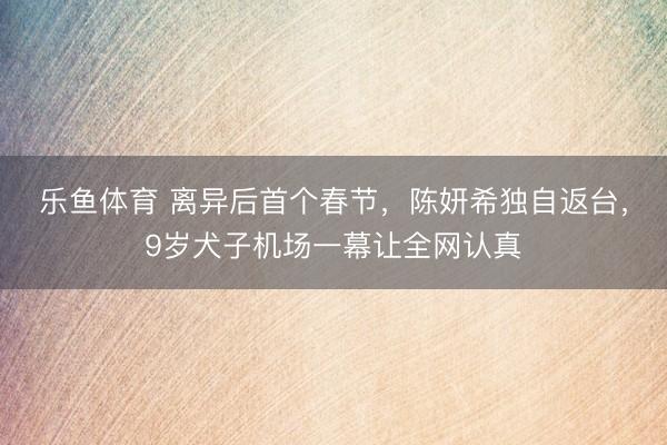 乐鱼体育 离异后首个春节,陈妍希独自返台,9岁犬子机场一幕让全网认真